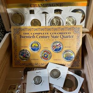 Dads coin collection split up into cigar boxes